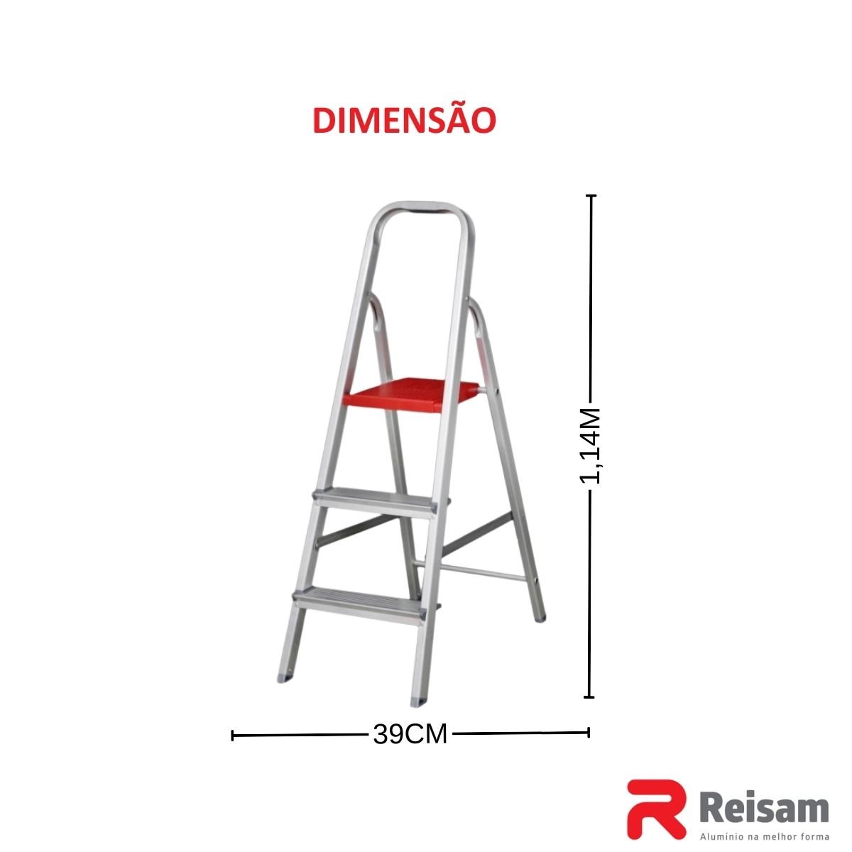 Escada de Alumínio Doméstica 3 Degraus - Reisam