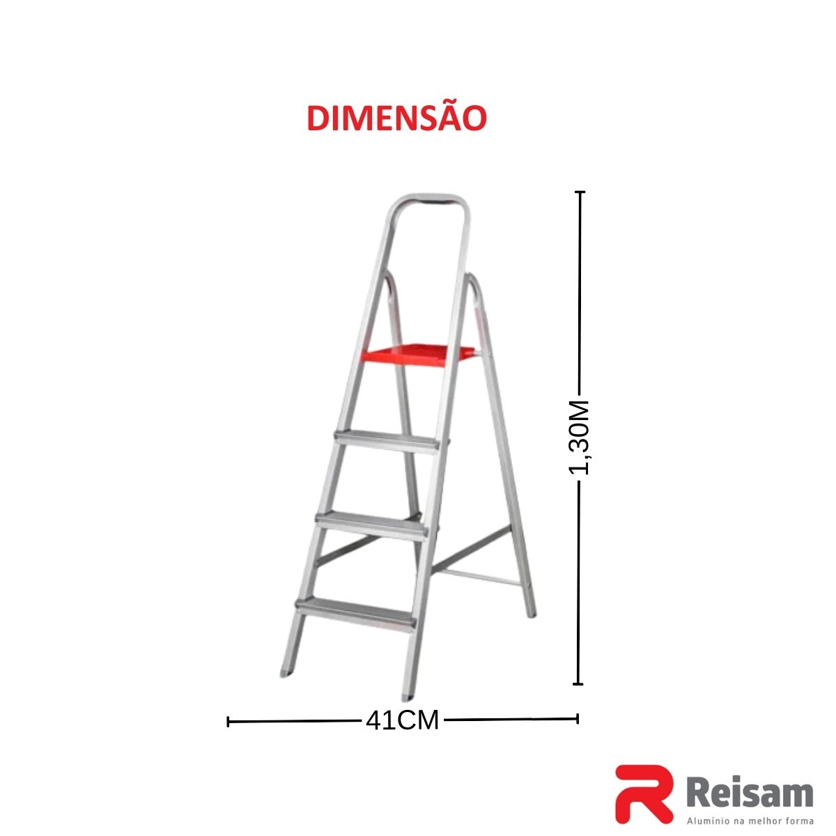 Escada de Alumínio Doméstica 4 Degraus - Reisam
