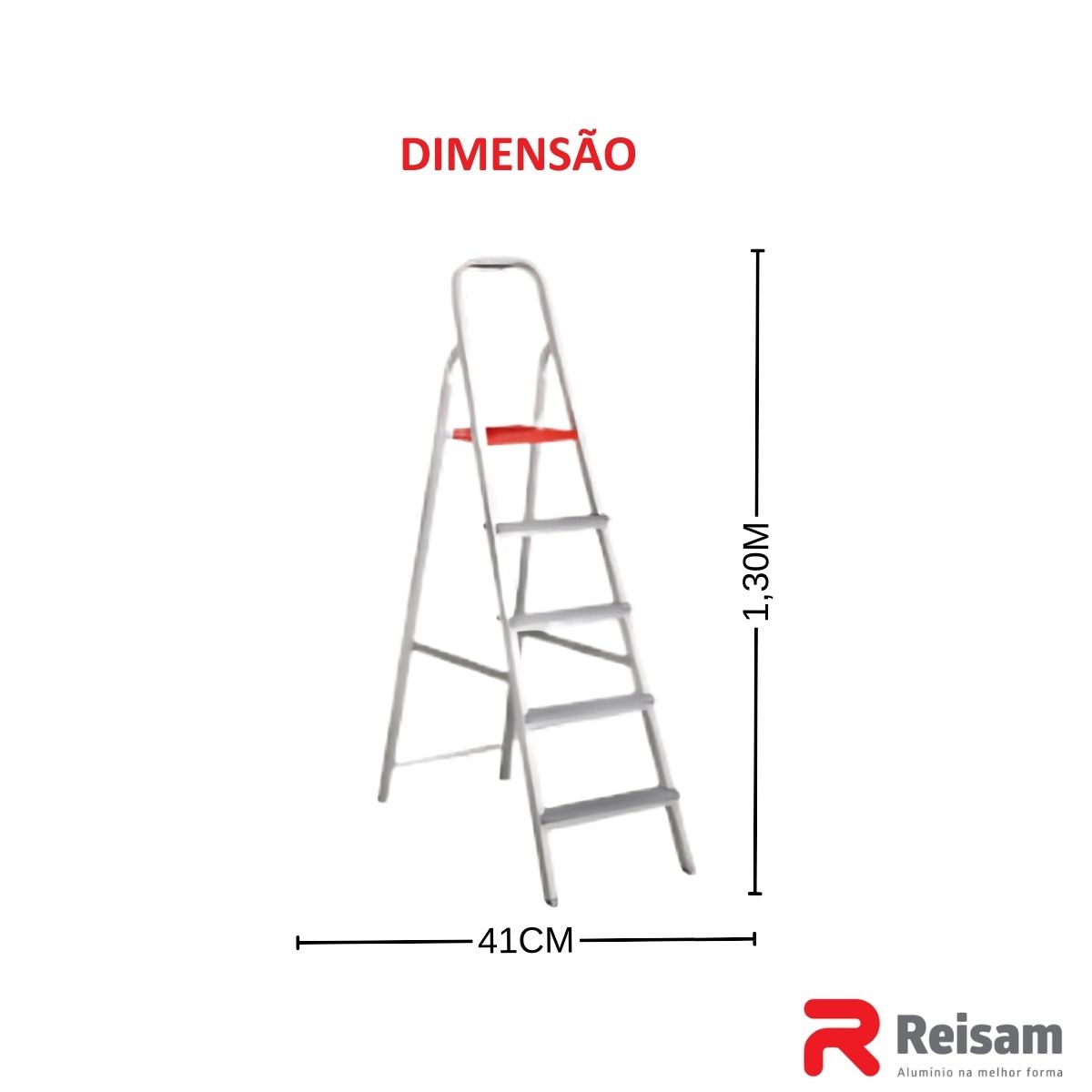 Escada de Alumínio Doméstica 5 Degraus - Reisam