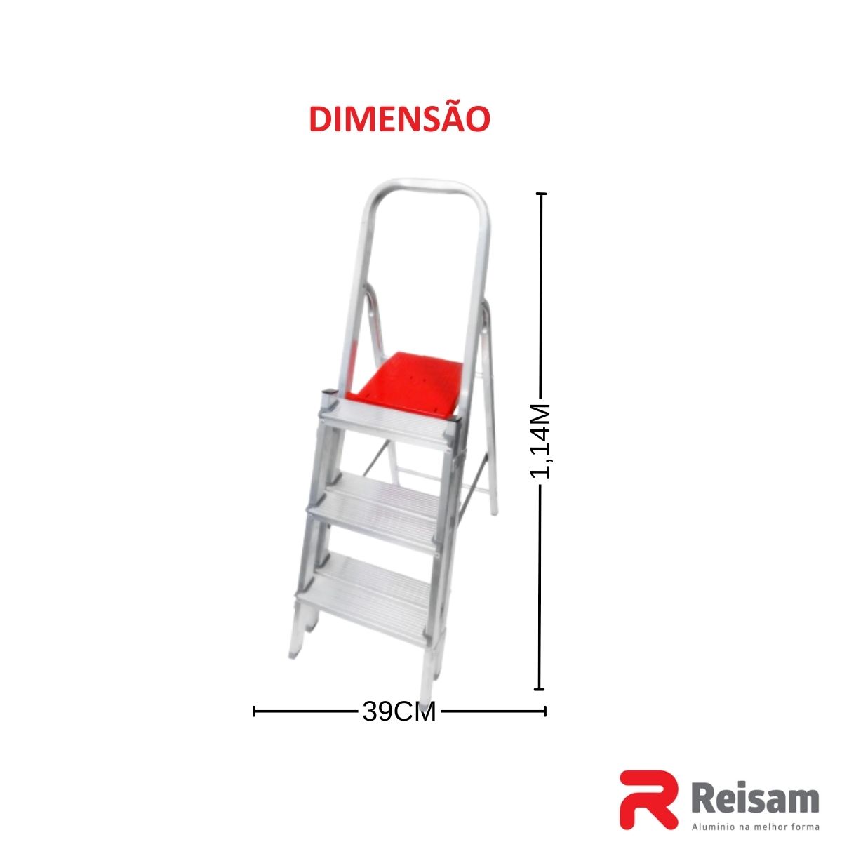 Escada de Alumínio Dupla 3 Degraus - Reisam