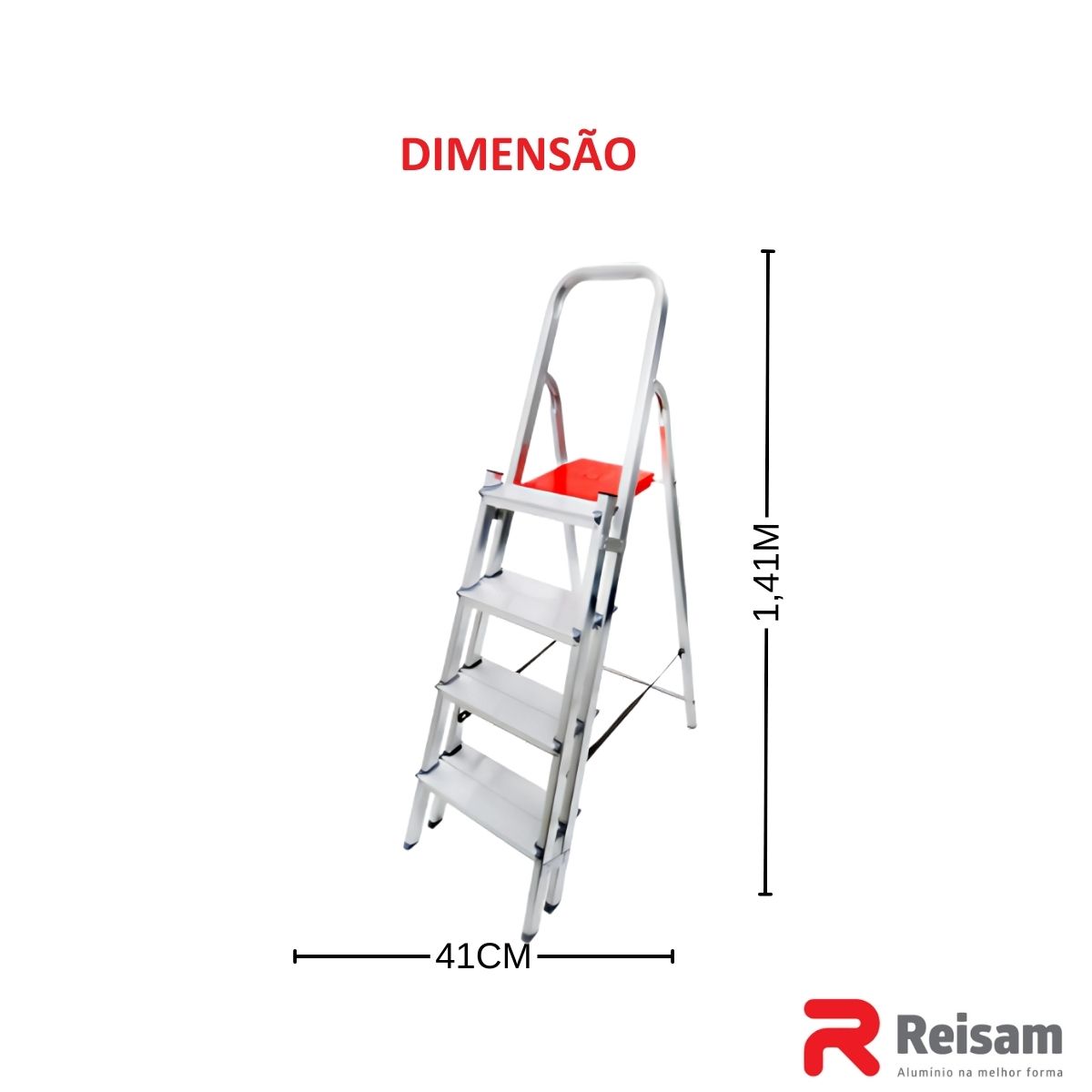 Escada de Alumínio Dupla 4 Degraus - Reisam