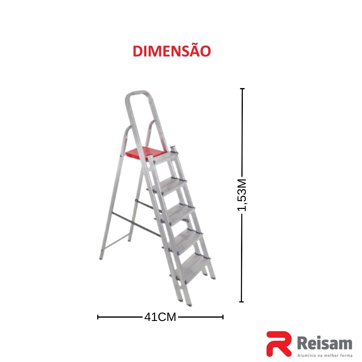 Escada de Alumínio Dupla 5 Degraus - Reisam