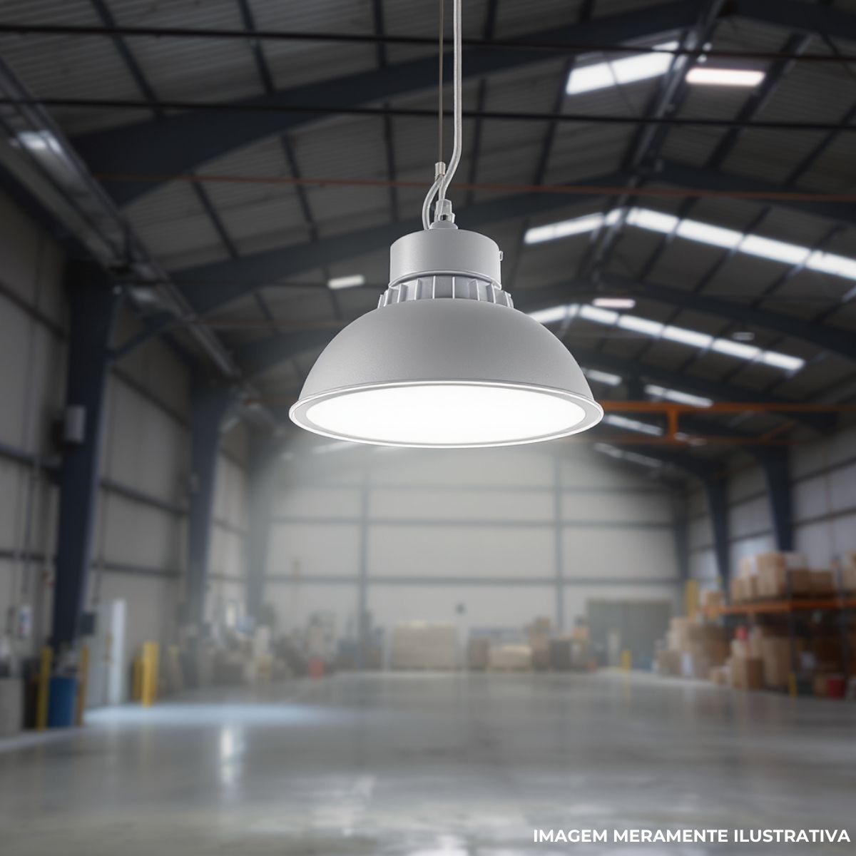 Luminária Industrial Highbay Led Pendente Cinza 100W Bivolt 6500K Branco Frio 11000Lm 100G - Bellalux