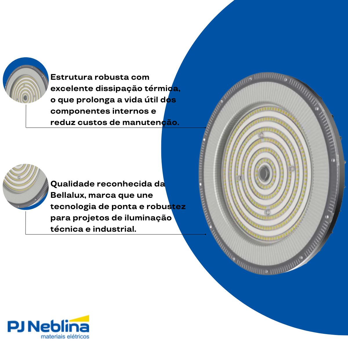 Luminária Industrial Highbay Led Pendente Cz 200W Bivolt 6500K Branco Frio 24000Lm 100G - Bellalux