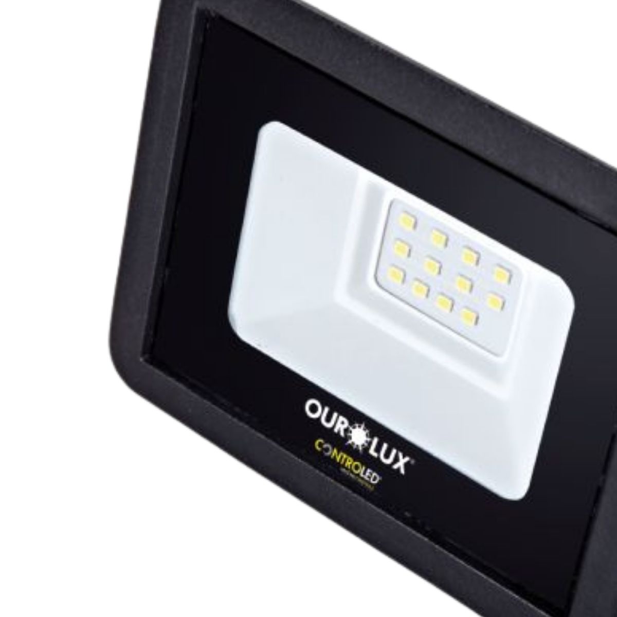 Luminária Refletor Led Retangular Sobrepor Preto 10W Bivolt 6500K Branco Frio 675Lm Dif Vidro Temp 110G C/Sensor Presença/Luminosidade Ip65 - Ourolux