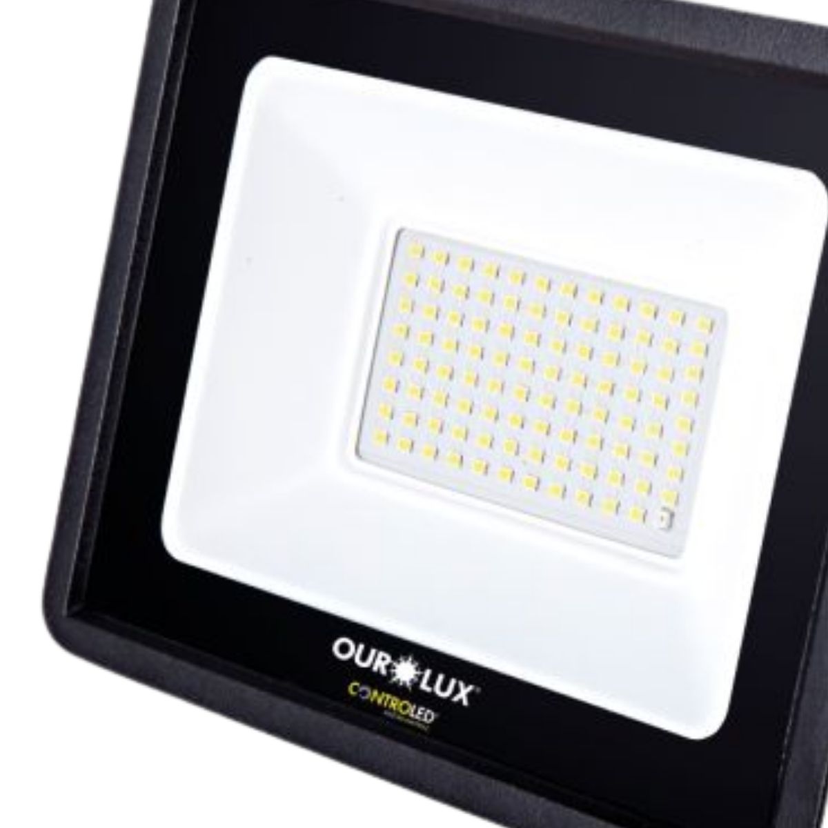 Luminária Refletor Led Retangular Sobrepor Preto 50W Bivolt 6500K Branco Frio 3375Lm Difusor Vidro Temperado 110G C/Sensor Presença/Luminosidade Ip65 - Ourolux
