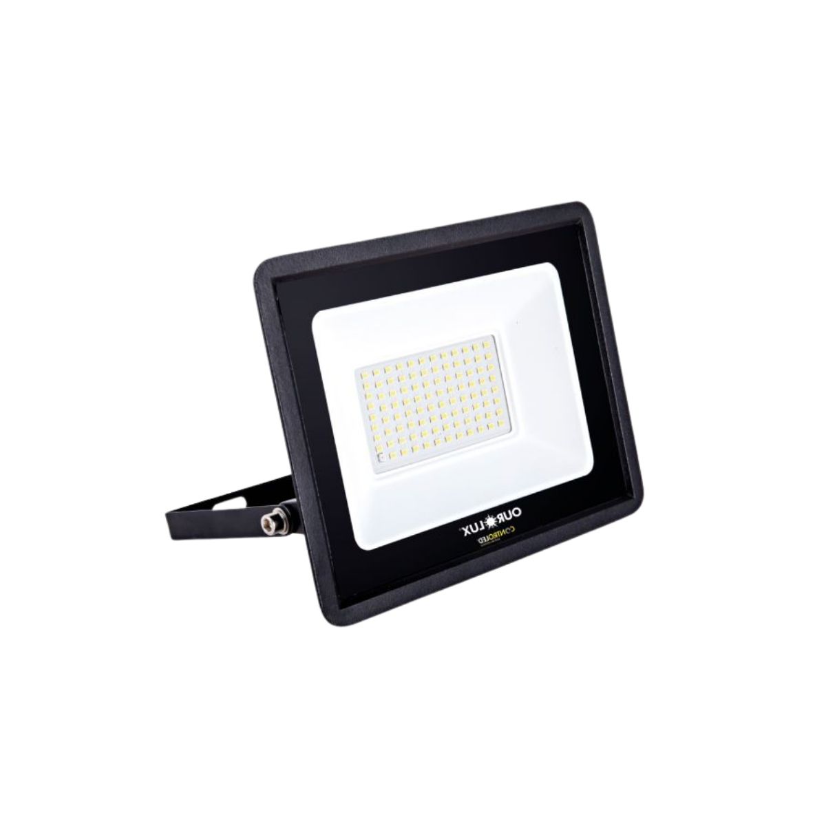 Luminária Refletor Led Retangular Sobrepor Preto 100W Bivolt 6500K Branco Frio 6750Lm Dif Vidro Temp 110G C/Sensor Presença/Luminosidade Ip65 - Ourolux