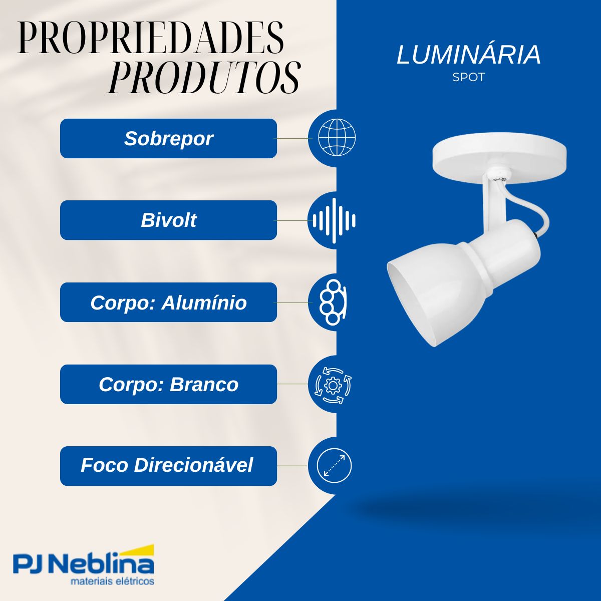 Luminária Spot Sobrepor Spot Light Branco E27 Bivolt Foco Direcionável - Kin Light