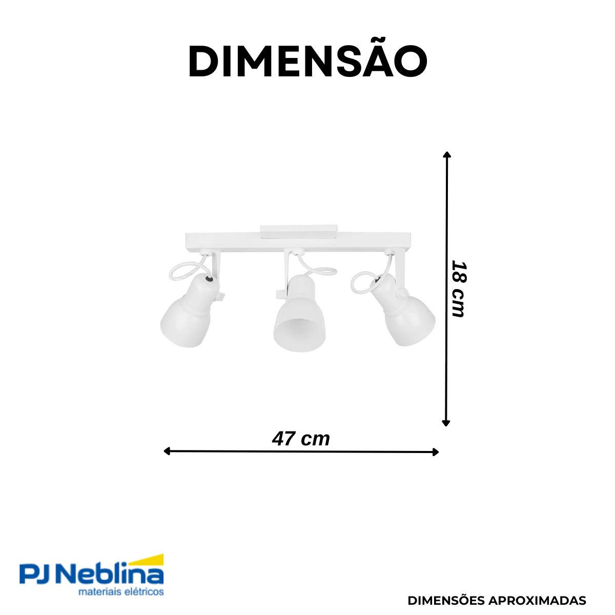 Luminária Spot Trilho Spot Light Branco 3Xe27 Bivolt Foco Direcionável - Kin Light