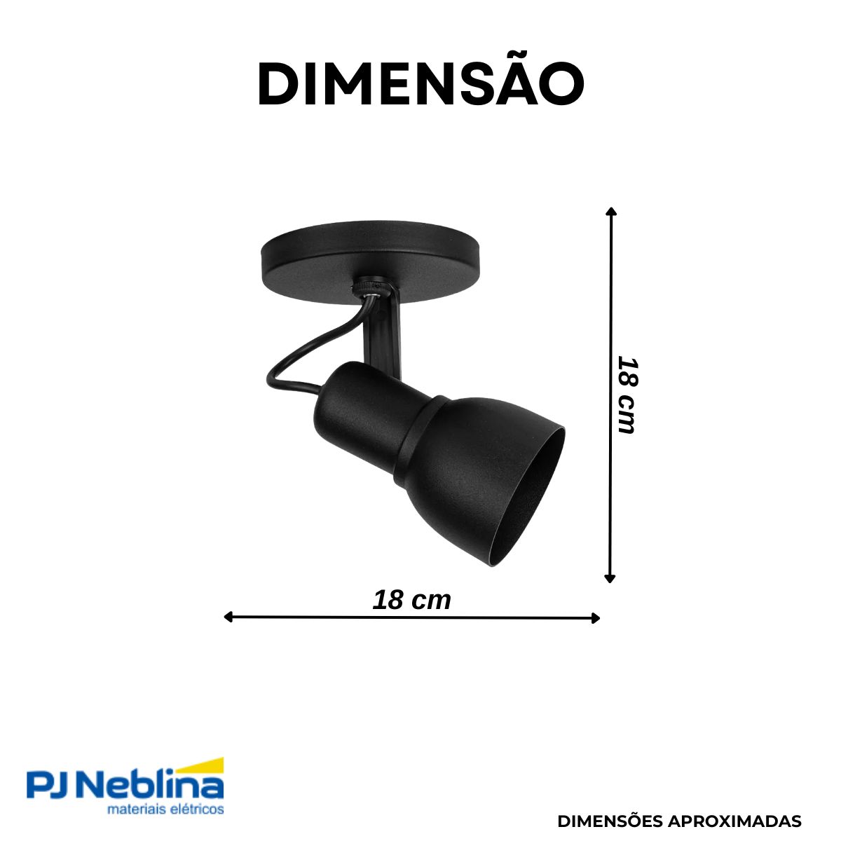 Luminária Spot Sobrepor Spot Light Preto E27 Bivolt Foco Direcionável - Kin Light
