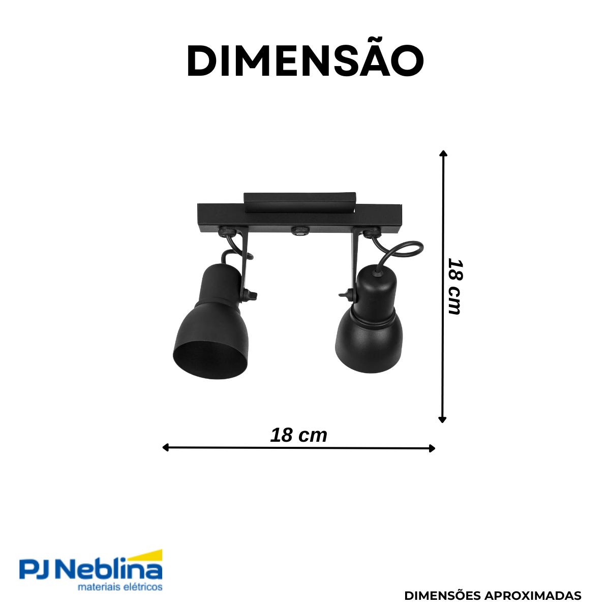 Luminária Spot Sobrepor Spot Light Preto 2Xe27 Bivolt Foco Direcionável - Kin Light
