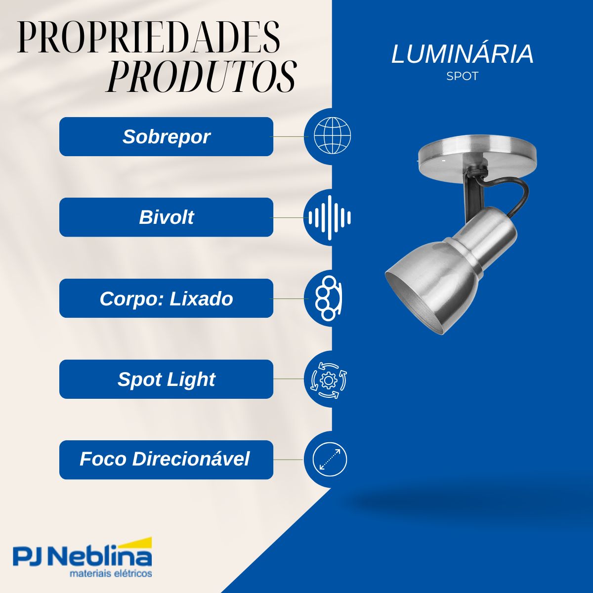 Luminária Spot Sobrepor Spot Light Lixado E27 Bivolt Foco Direcionável - Kin Light