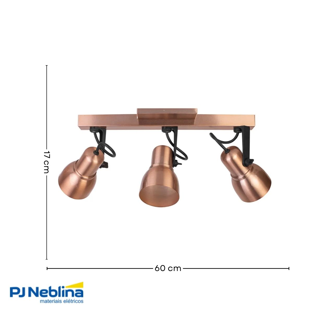 Luminária Spot Trilho Spot Light Cobre 3Xe27 Bivolt Foco Direcionável - Kin Light