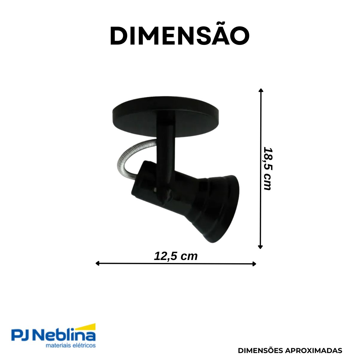 Luminária Spot Sobrepor Corneta Preto E27 Bivolt Foco Direcionável - Kin Light