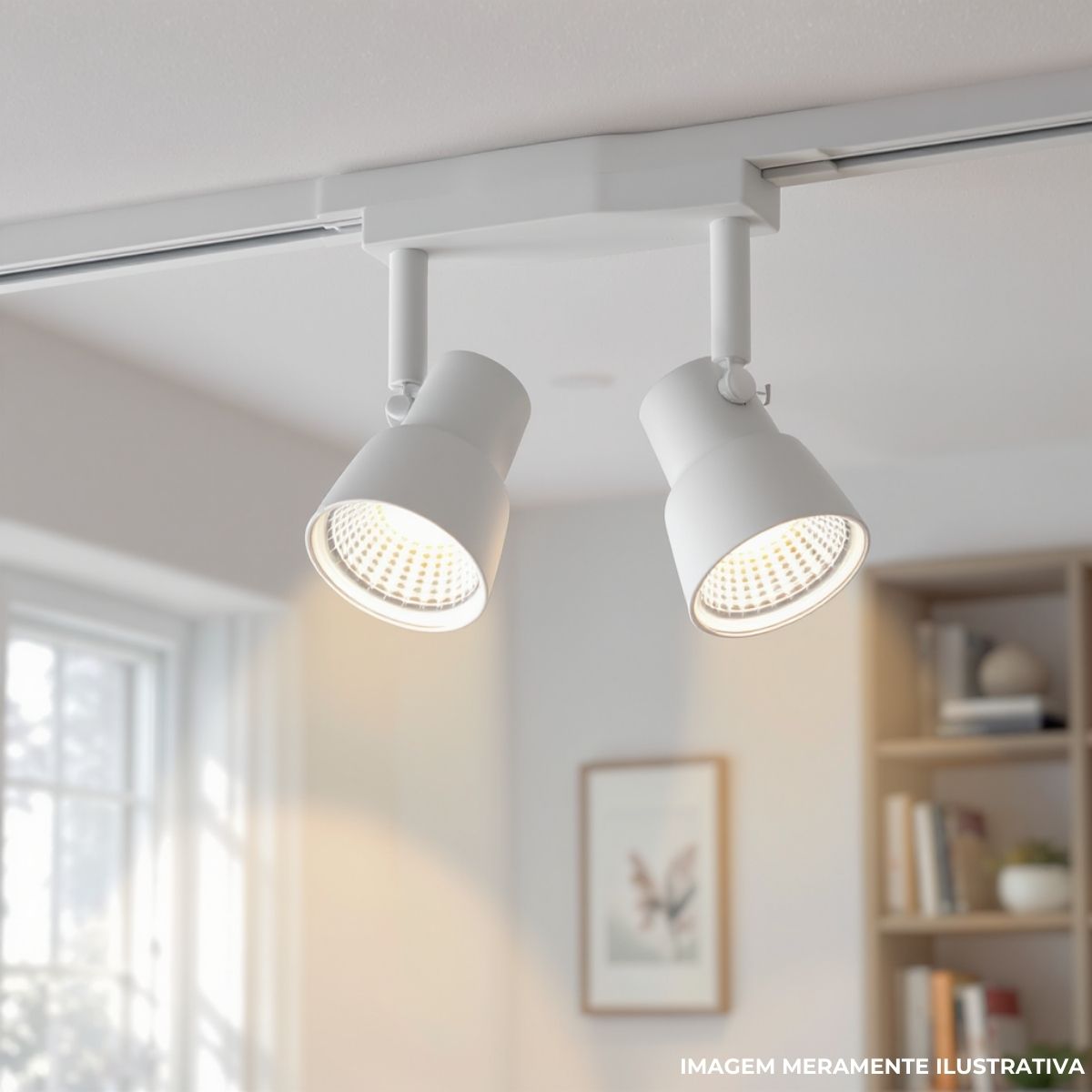 Luminária Spot Sobrepor Trilho Branco 2Xe27 Bivolt Foco Direcionável - Kin Light