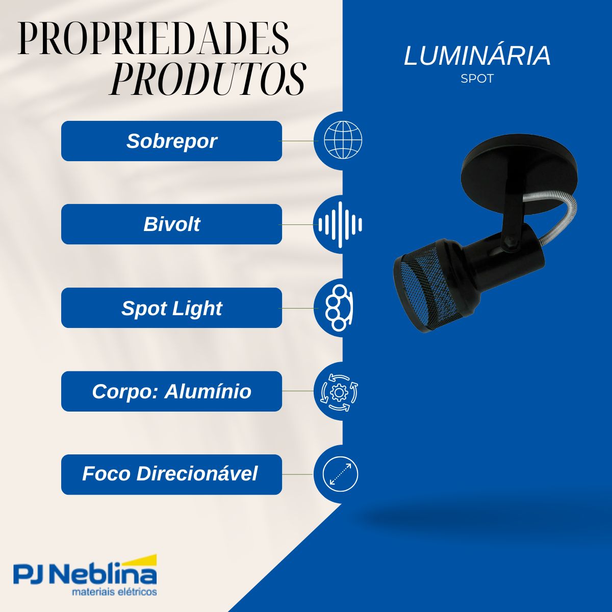 Luminária Spot Sobrepor Tela Preto E27 Bivolt Foco Direcionável - Kin Light