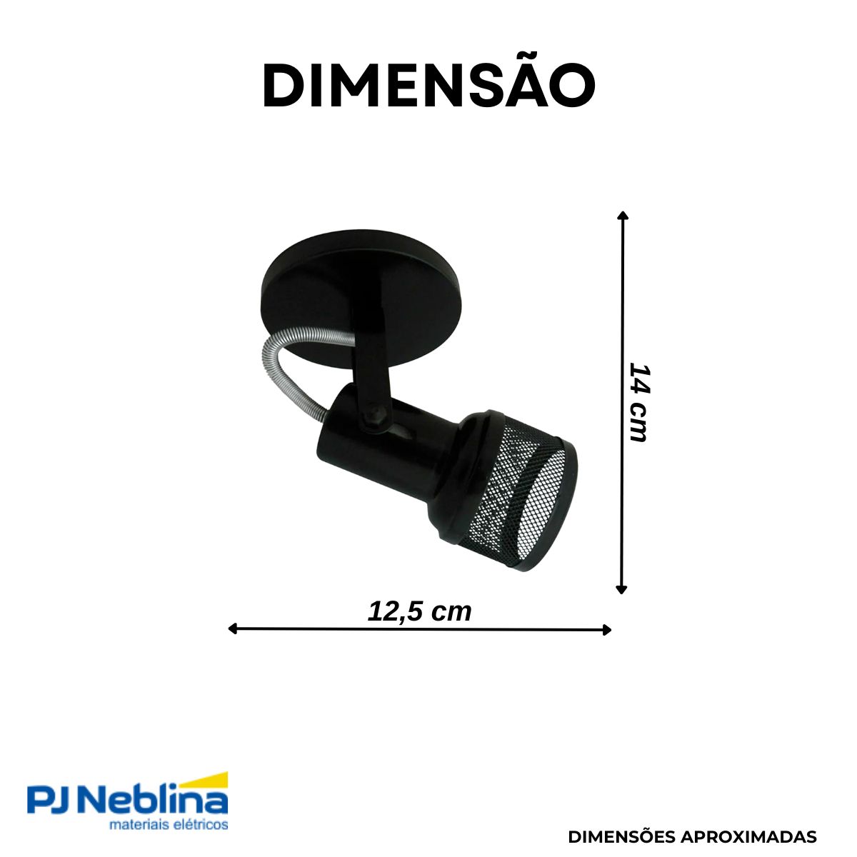 Luminária Spot Sobrepor Tela Preto E27 Bivolt Foco Direcionável - Kin Light