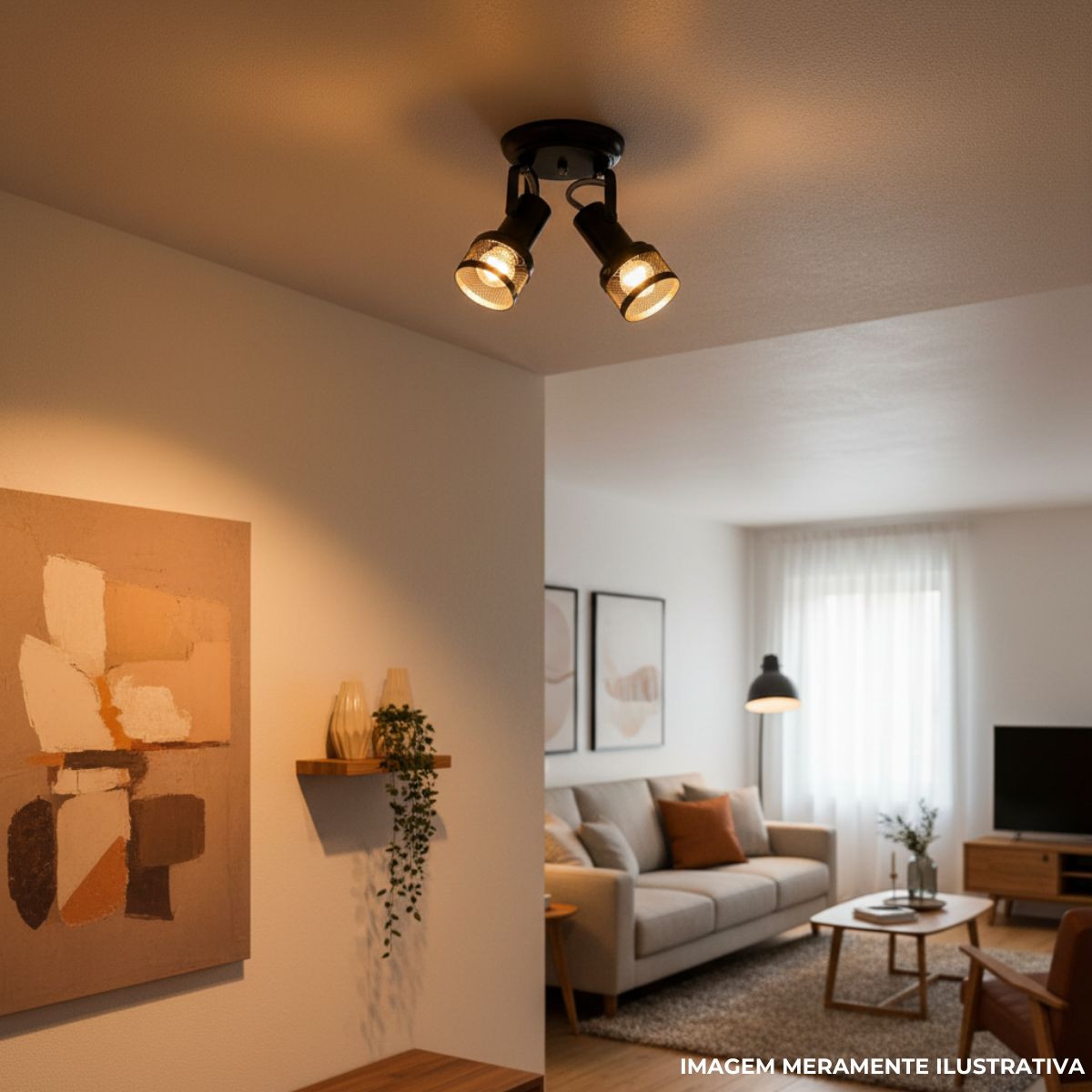 Luminária Spot Sobrepor Tela Preto E27 Bivolt Foco Direcionável - Kin Light