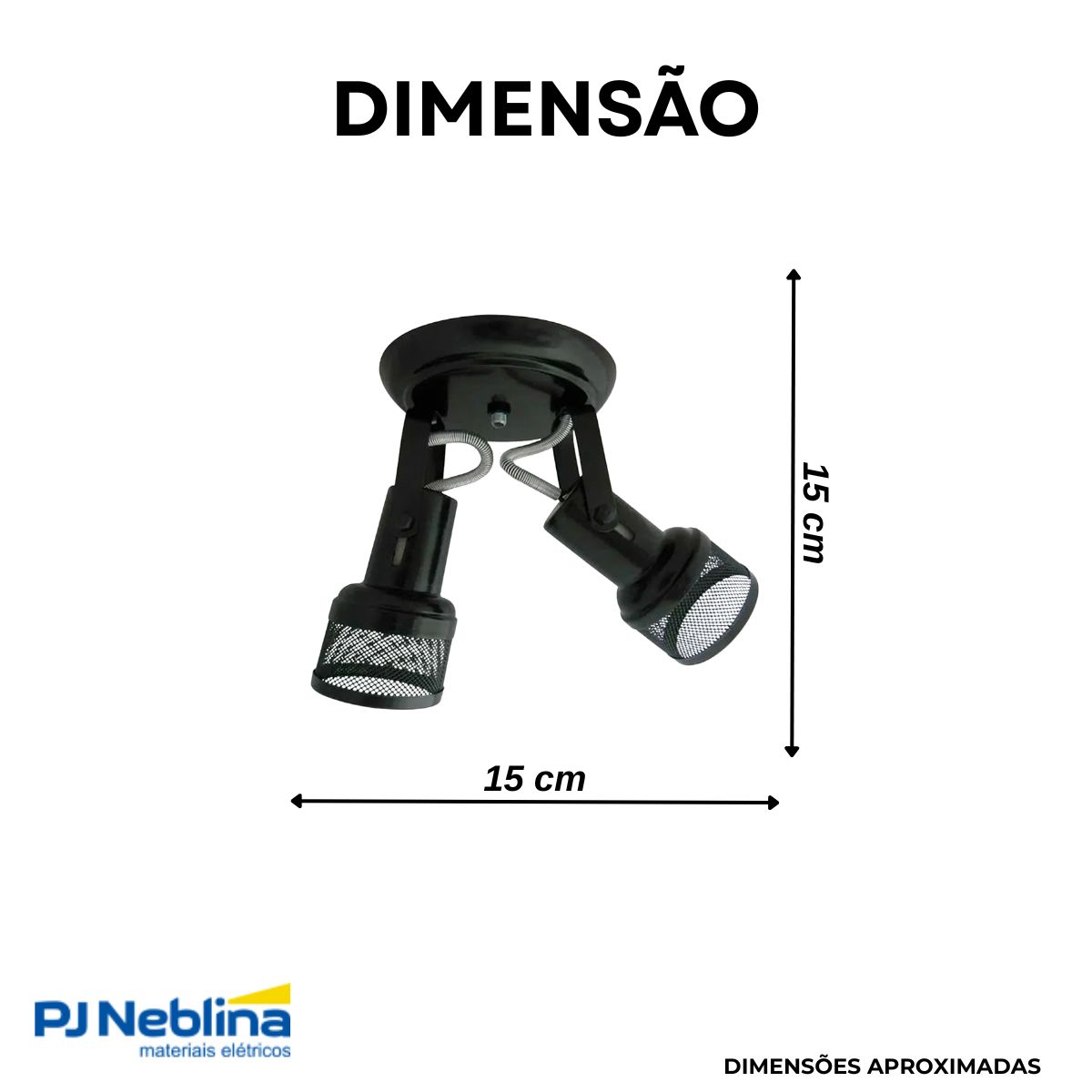 Luminária Spot Sobrepor Tela Preto 2Xe27 Bivolt Foco Direcionável - Kin Light