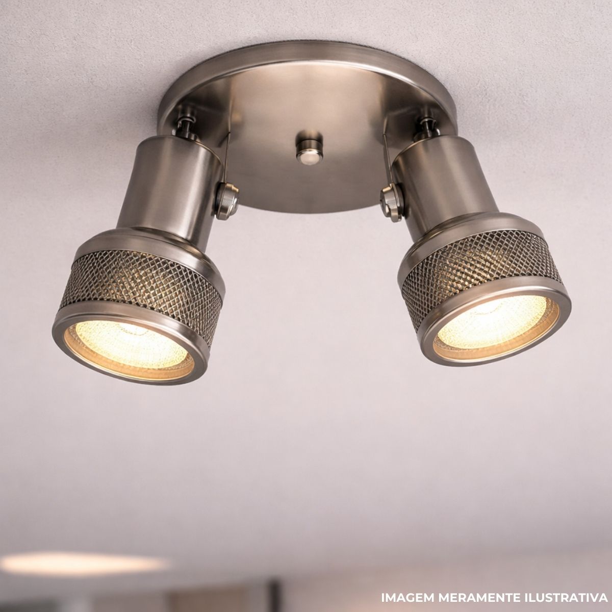 Luminária Spot Sobrepor Tela Titânio E27 Bivolt Foco Direcionável - Kin Light