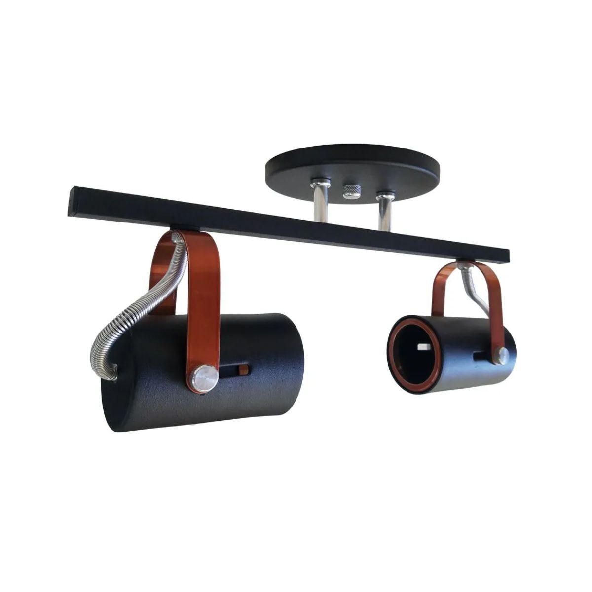 Luminária Spot Sobrepor Gu10 Preto Cobreado 2Xgu10 Bivolt Foco Direcionável - Kin Light