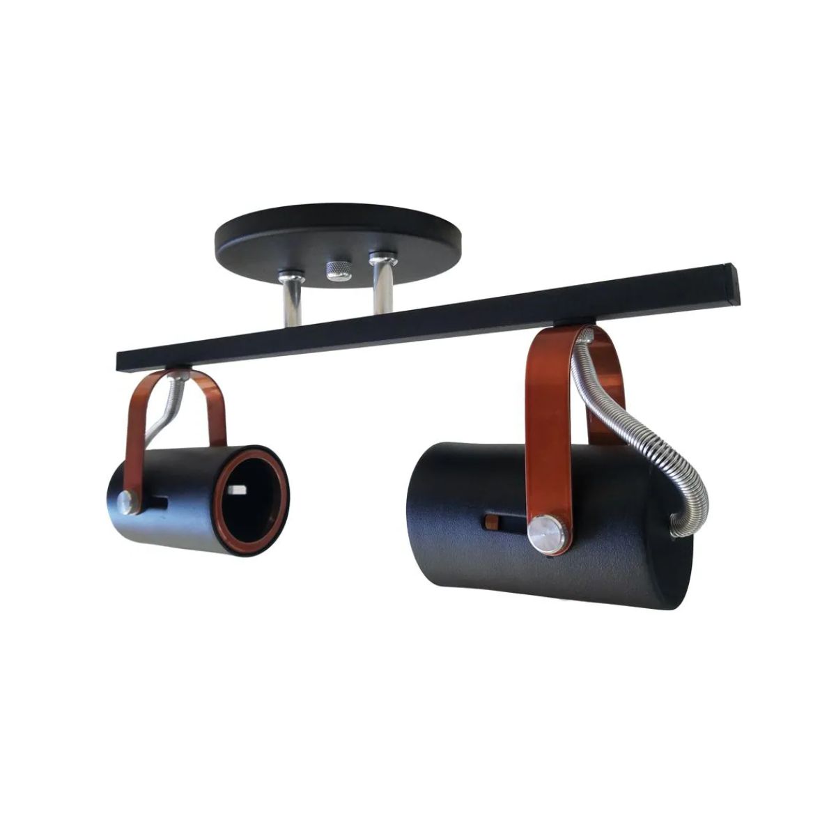 Luminária Spot Sobrepor Gu10 Preto Cobreado 2Xgu10 Bivolt Foco Direcionável - Kin Light