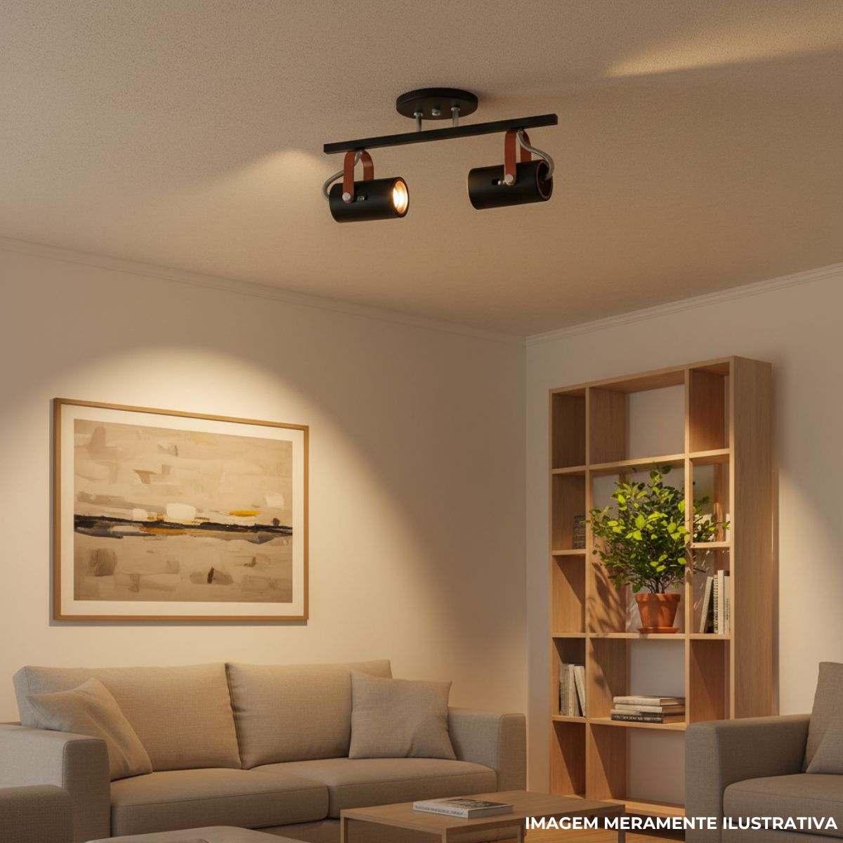 Luminária Spot Sobrepor Gu10 Preto Cobreado 2Xgu10 Bivolt Foco Direcionável - Kin Light