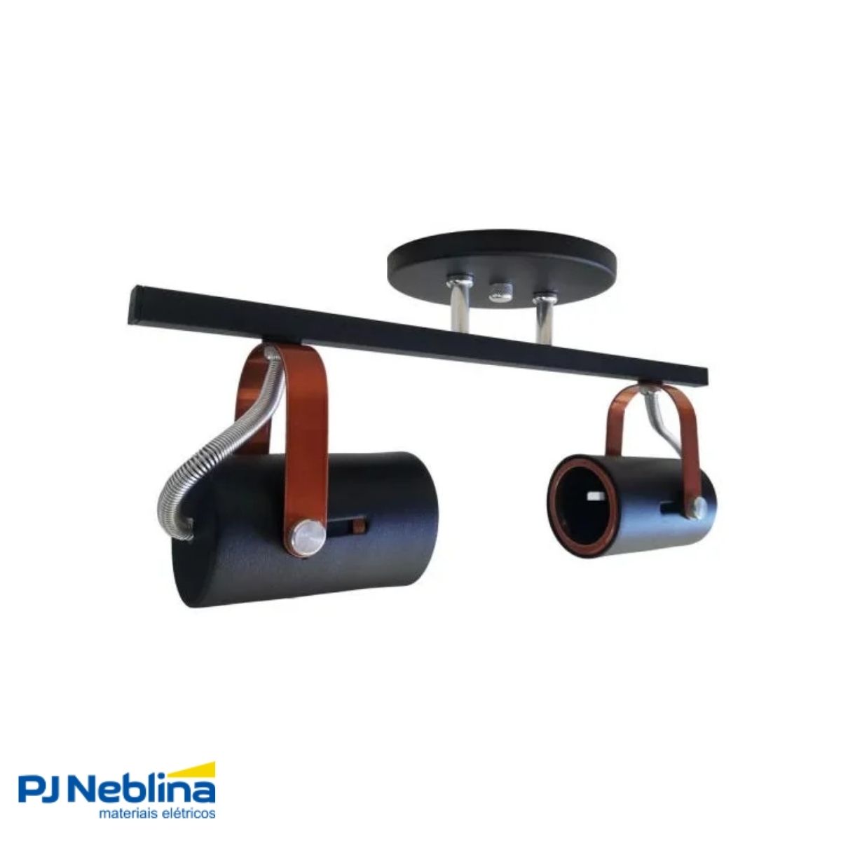 Luminária Spot Trilho Gu10 Preto Cobreado 2Xgu10 Bivolt Foco Direcionável - Kin Light