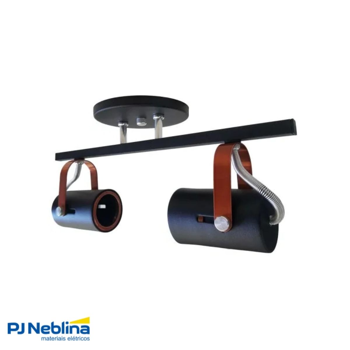 Luminária Spot Trilho Gu10 Preto Cobreado 2Xgu10 Bivolt Foco Direcionável - Kin Light