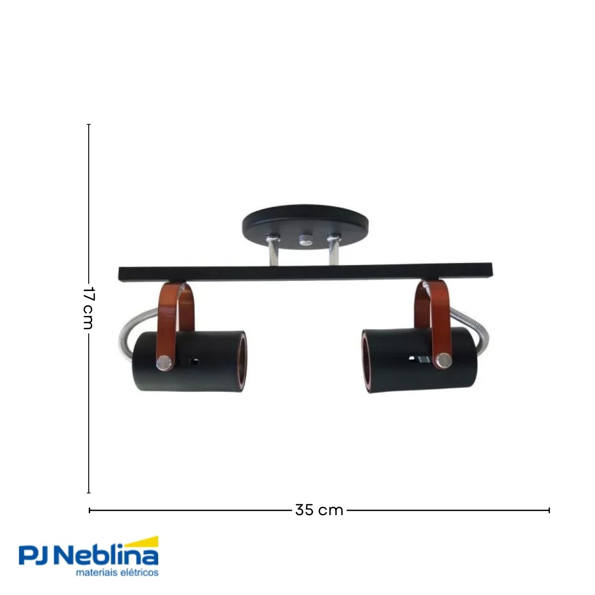 Luminária Spot Trilho Gu10 Preto Cobreado 2Xgu10 Bivolt Foco Direcionável - Kin Light