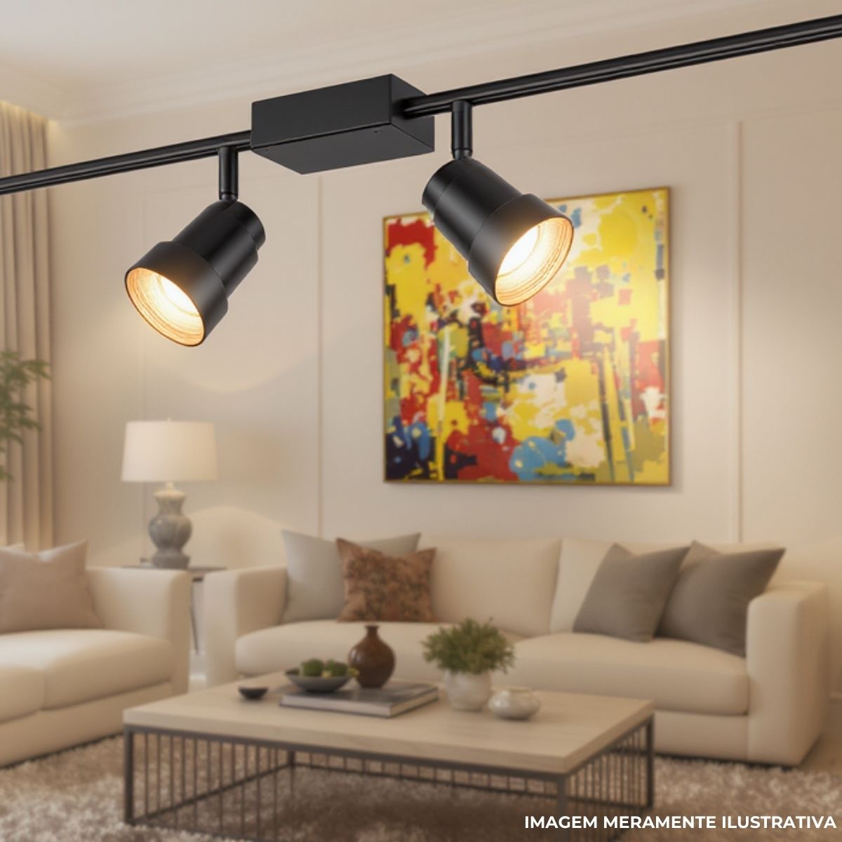 Luminária Spot Trilho Gu10 Preto Cobreado 2Xgu10 Bivolt Foco Direcionável - Kin Light