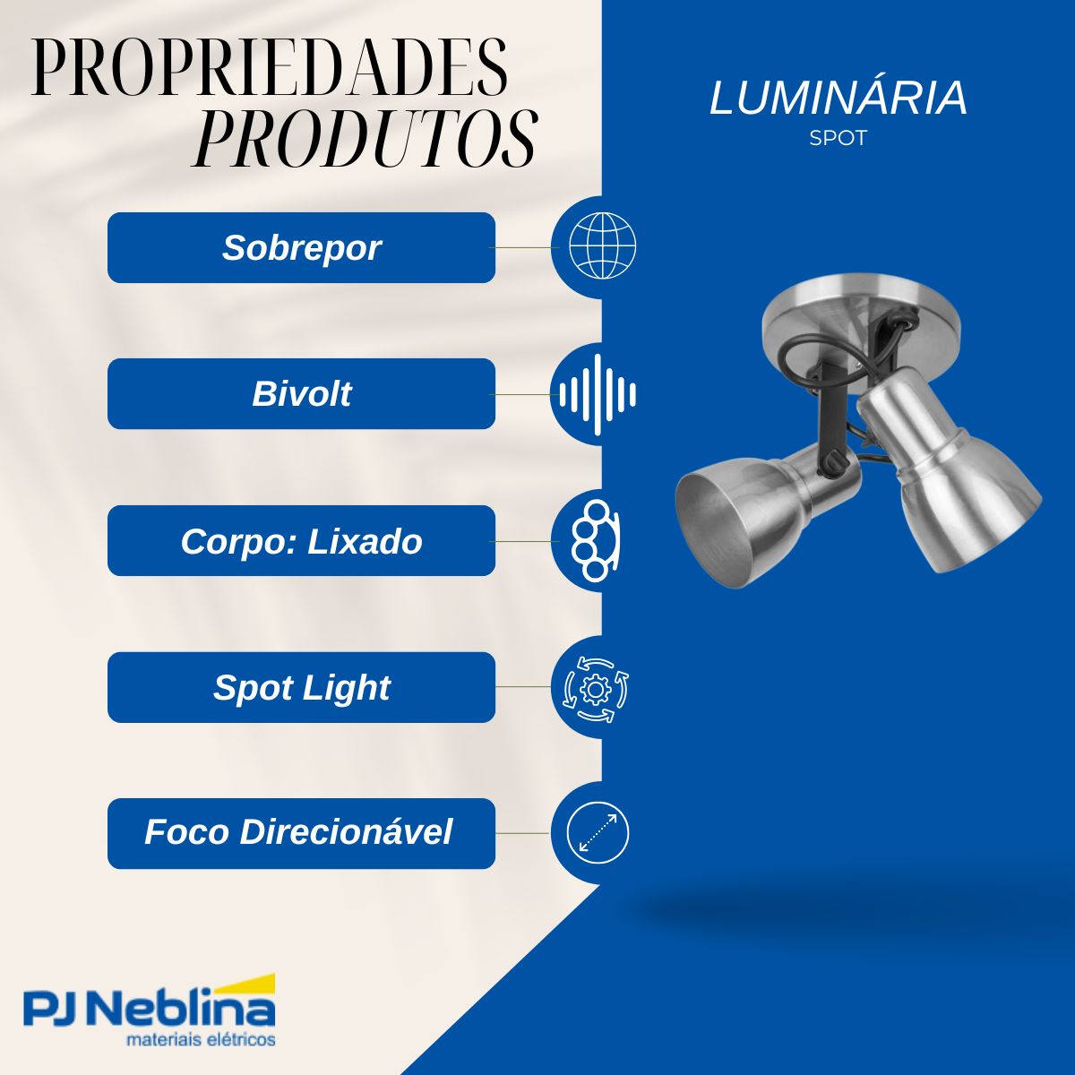 Luminária Spot Sobrepor Spot Light Lixado 2Xe27 Bivolt Foco Direcionável - Kin Light
