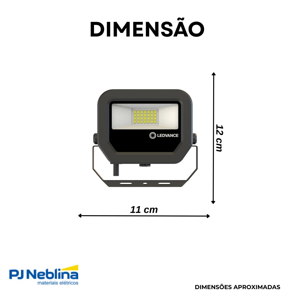 Luminária Refletor Led Retangular Sobrepor Preto 9W Bivolt 3000K Branco Quente 1125Lm Difusor Vidro Temperatura C/Protetor Surto 2Kv - Ledvance