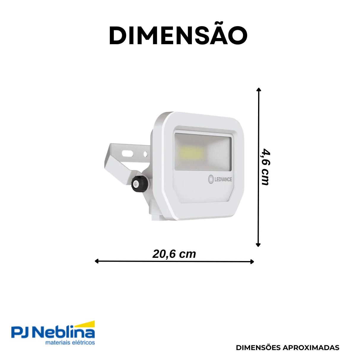Luminária Refletor Led Retangular Sobrepor Branco 43W Bivolt 5000K Luz Do Dia 6020Lm Difusor Vidro Temperado C/Protetor Surto 2Kv - Ledvance