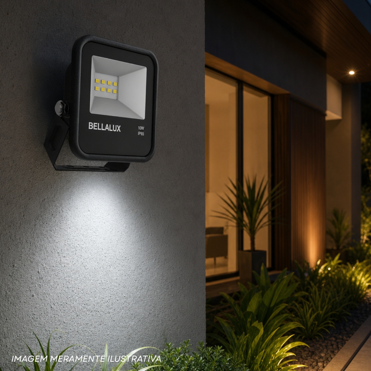 Luminária Refletor Led Retangular Sobrepor Pt 10W Bivolt 6500K Branco Frio 800Lm Com Protetor Surto 1,5Kv - Bellalux