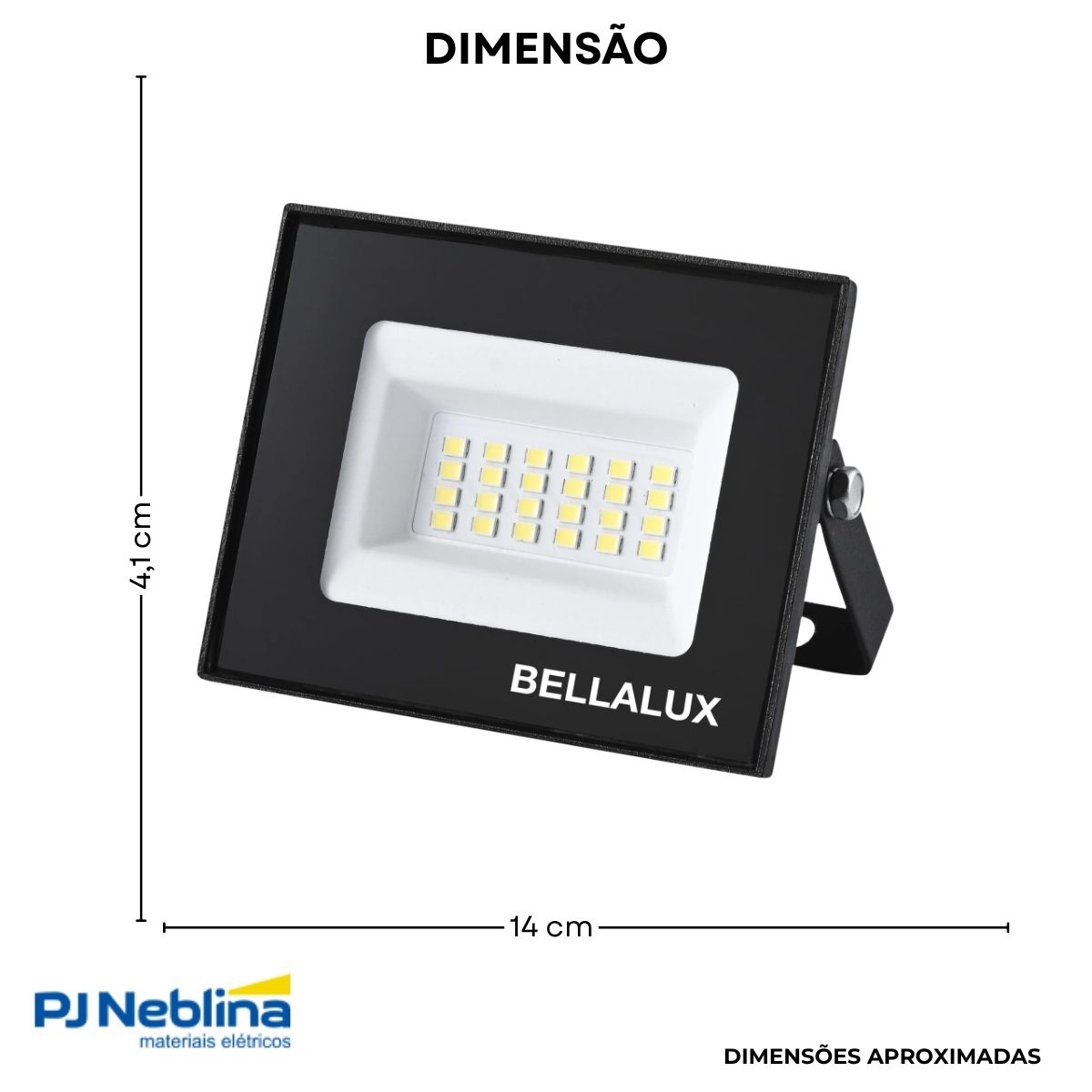 Luminaria Refletor Led Retang Sobrepor Pt 20w Bivolt 6500k B