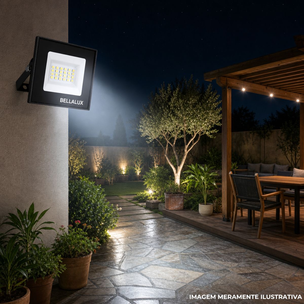 Luminaria Refletor Led Retang Sobrepor Pt 20w Bivolt 6500k B