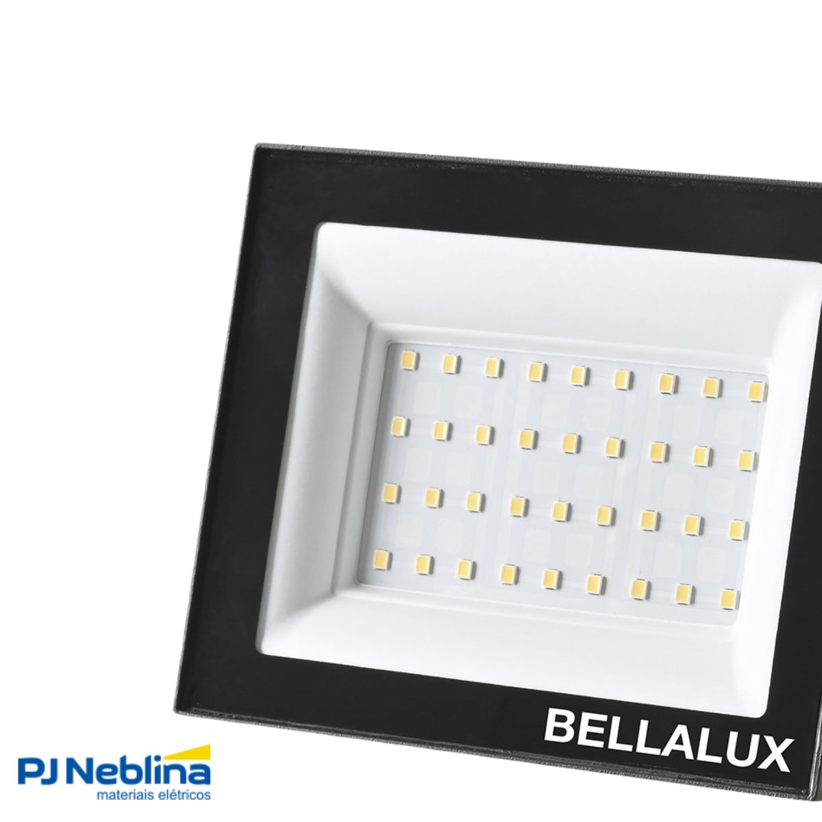 Luminária Refletor Led Retangular Sobrepor Preto 30W Bivolt 6500K Branco Frio 2400Lm Difusor Vidro Temperado C/Protetor Surto 2Kv - Bellalux