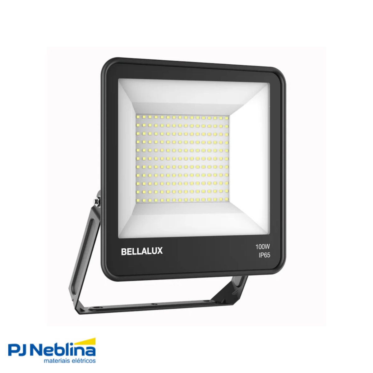 Luminária Refletor Led Retangular Sobrepor Preto 100W Bivolt 6500K Branco Frio 8000Lm Difusor Vidro Temperado C/Protetor Surto 2Kv - Bellalux