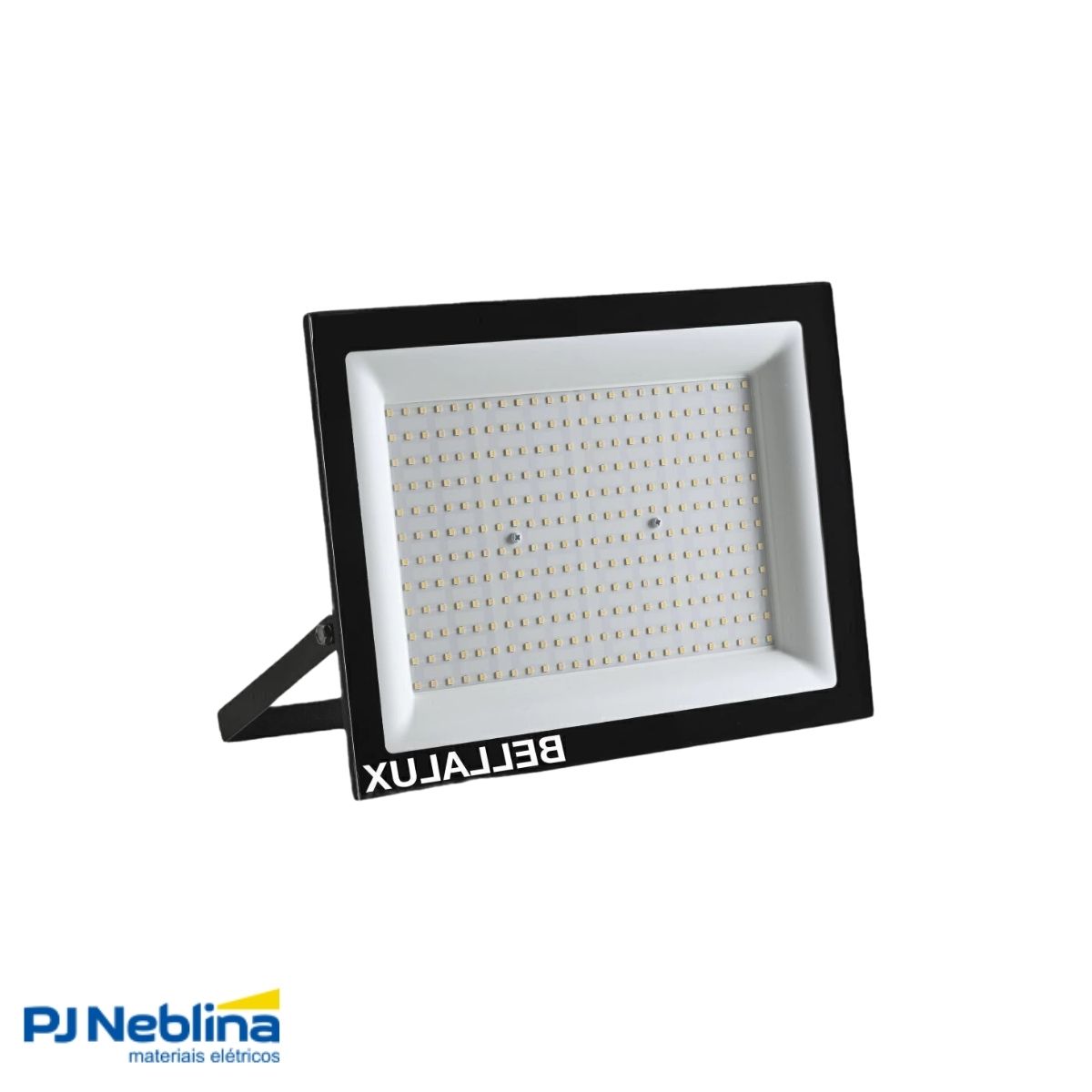 Luminária Refletor Led Retangular Sobrepor Preto 200W Bivolt 6500K Branco Frio 16000Lm Difusor Vidro Temperado C/Protetor Surto 2Kv - Bellalux