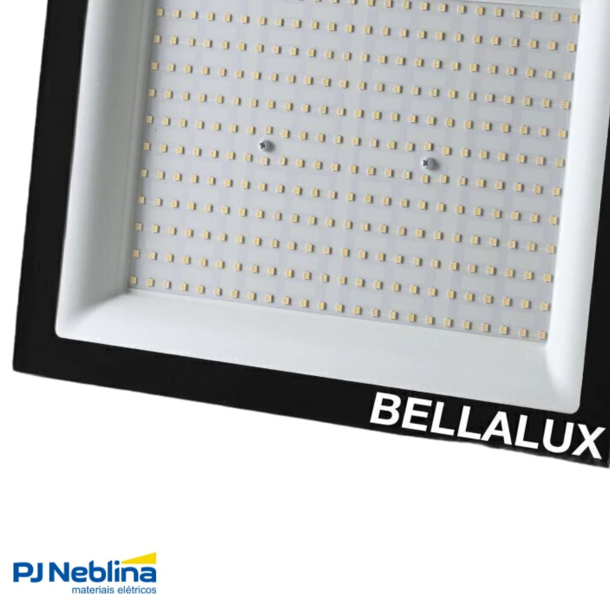 Luminária Refletor Led Retangular Sobrepor Preto 200W Bivolt 6500K Branco Frio 16000Lm Difusor Vidro Temperado C/Protetor Surto 2Kv - Bellalux