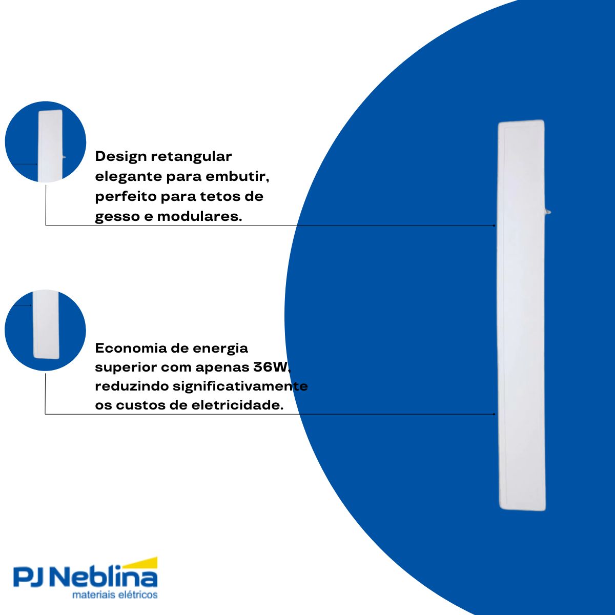 Luminária Painel Led Embutir Retangular Branca 36W Bivolt 4000K Branco Neutro 3240Lm Difusor Poliestireno - Ledvance