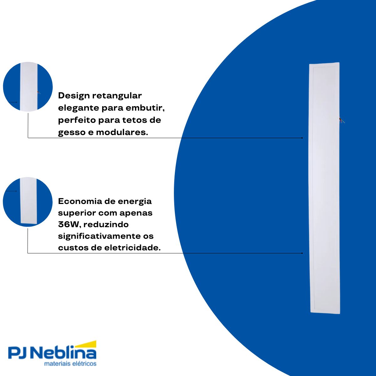 Luminária Painel Led Embutir Retangular Branco 36W Bivolt 6500K Branco Frio 3240Lm Difusor Poliestireno - Ledvance