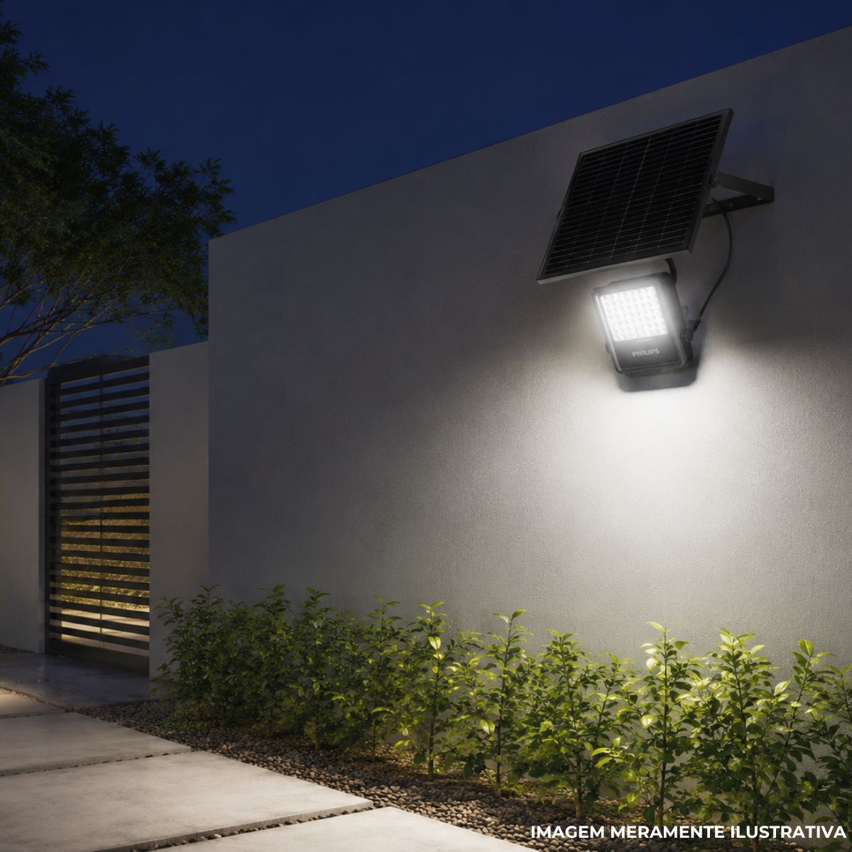 Luminária Refletor Solar Led Retangular Sobrepor Cinza 30W Bat Selada 3,2V 6500K Branco Frio 4000Lm Ip65 - Philips
