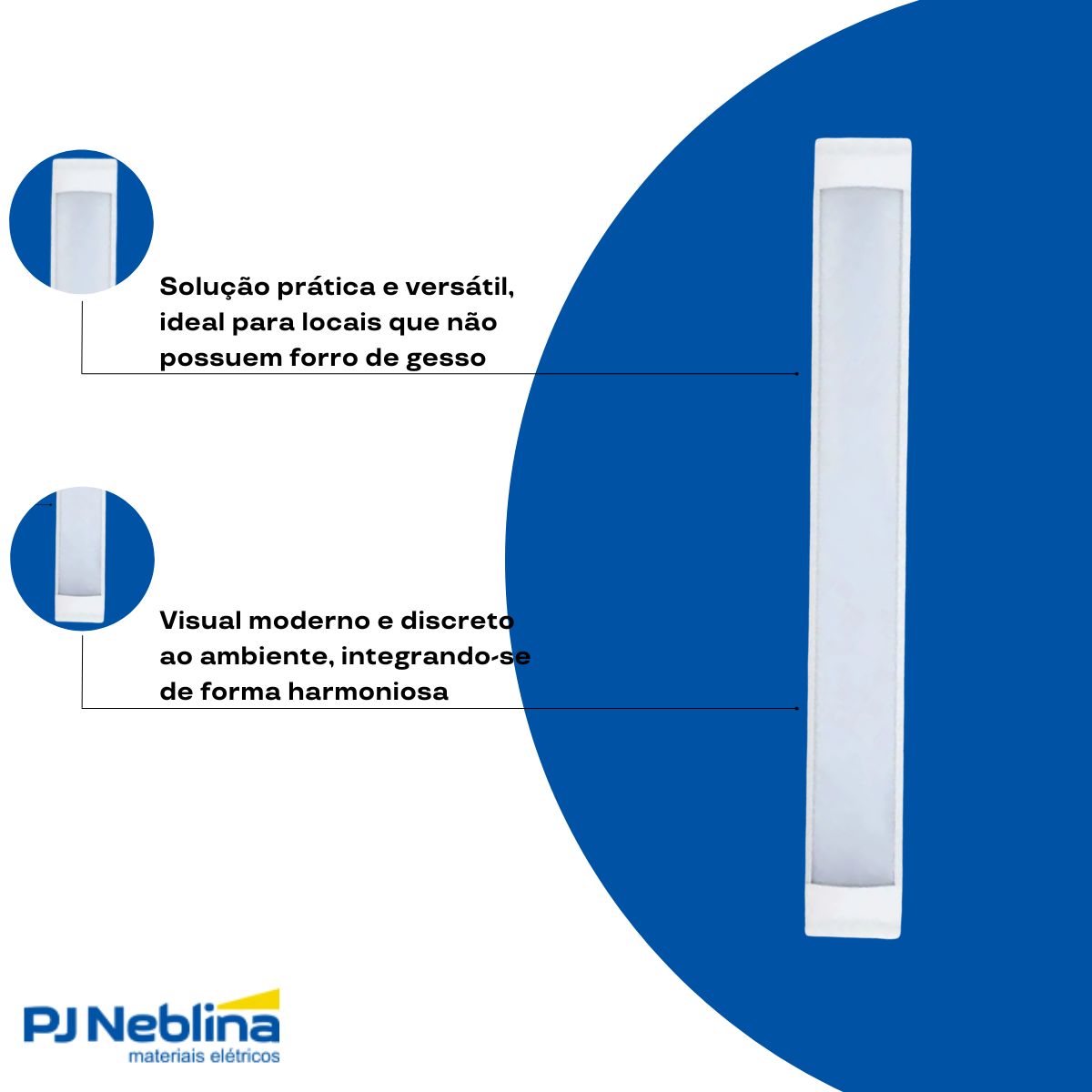 Luminária Linear Led Sobrepor Slim Bc 36W Bivolt 6500K Branco Frio 3240Lm - Bronzearte