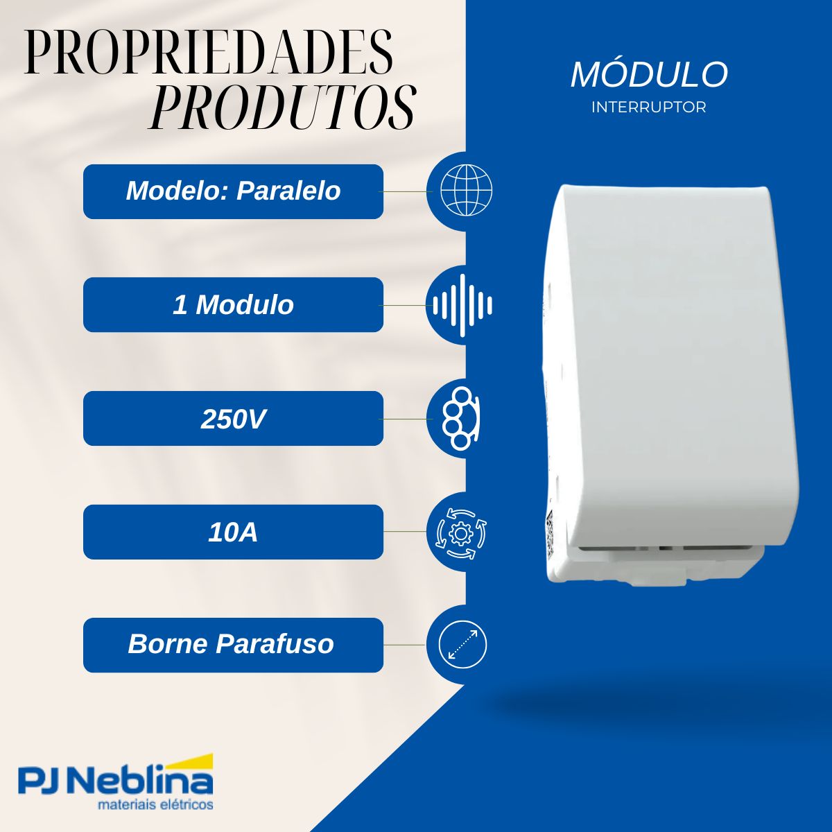 Modulo Interruptor Paralelo 1 Mod 10A 250V Bc Fosco Lunare Up - Schneider