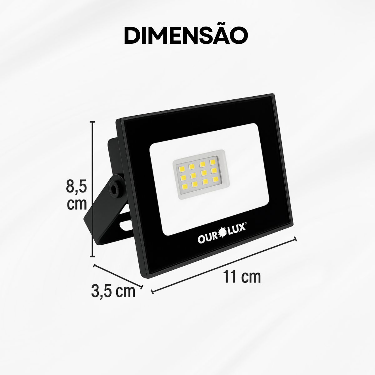 Luminária Refletor Led Sobrepor 10W Bivolt 3000K Branco Quente 800Lm Ourolux