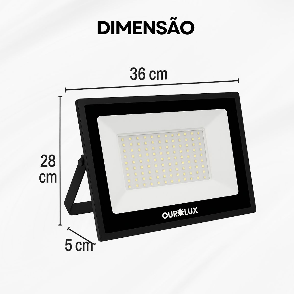 Luminária Refletor Led Sobrepor 100W Bivolt 3000K Branco Quente 6000Lm - Ourolux