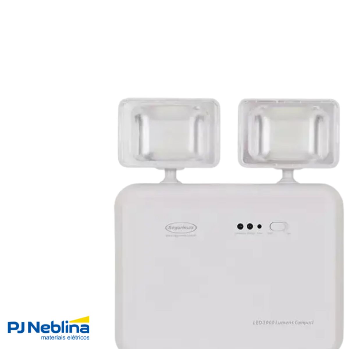 Luminária Emergência Led 2 Faróis Sobrepor 4W Bivolt 6000K Branco Frio 3000Lm 2H Ip20 - Segurimax