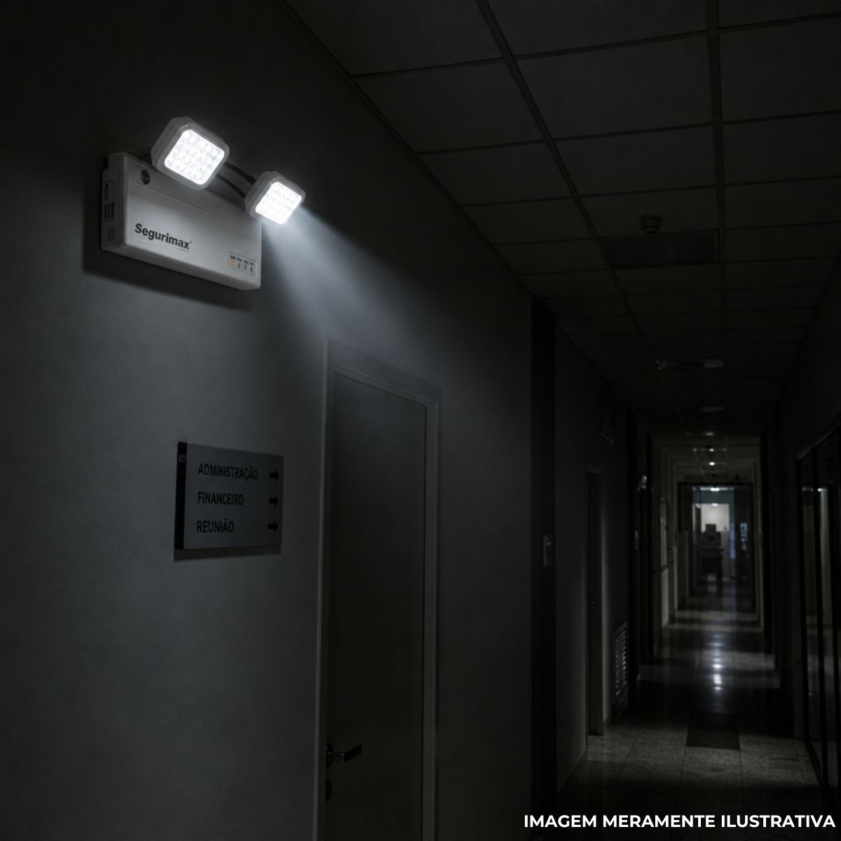 Luminária Emergência Led 2 Faróis Sobrepor 4W Bivolt 6000K Branco Frio 3000Lm 2H Ip20 - Segurimax